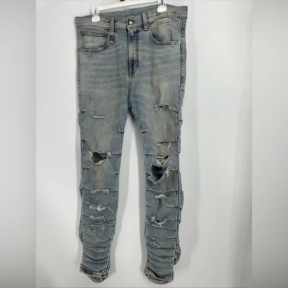 R13 Skywalker Gathered Skinny Jeans In Leyton Stretch Mens Size 32